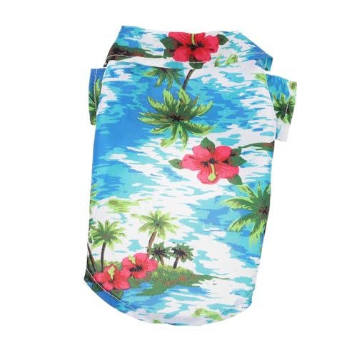 NUSITOU Haustierkleidung Atmungsaktives Hunde-T-Shirt Welpen-Sommer-Outfit Hunde Hawaiian Style Shirt von NUSITOU