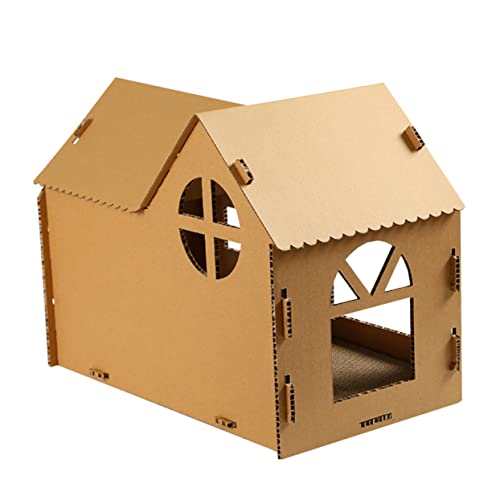 NUSITOU Katzenhaus Katze Katzenminze Spielzeug petg katzenhöhle katzenmöbel Spielzeuge halbgeschlossener Karton Kätzchen Kratzspielzeug Welligkeit Wellpapier Haustier Katze Katzenkratzer von NUSITOU