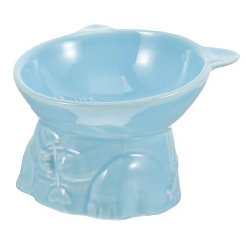 NUSITOU Keramiknapf für Haustiere pet Water Bowl pet Bowl katzenfutter schüssel Keramik Hundenapf näpfe Katzen erhöhter Futternapf für Katzen Erhöhte Katzennäpfe Katzennapf erhöht Sky-Blue von NUSITOU