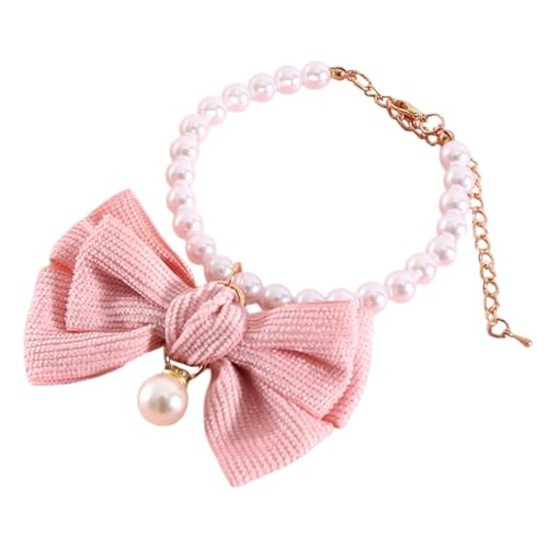 NUSITOU Adorable Katzenhalsband Mit Perlen Und Schleife Weiches Tragbares Halsband Für Kätzchen Und Kleine Hunde Verstellbare Größe 20 Perfekt Für Den Alltag Und Besondere von NUSITOU