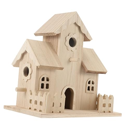 NUSITOU Vogelnest aus Holz hängender Vogelkäfig lila vogelhaus Vogelhaus-Set Vogelhaus Bett vogelhäuser für draußen Balkon vogelhaus Heimnestschmuck Vogelhäuschen aus Holz hölzern Beige von NUSITOU