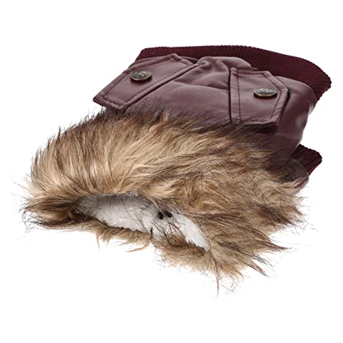 NUSITOU warme Hundejacke Winterkleidung für Hunde Winterkleidung für Katzen Warme Hundekleidung winterhundemantel Hunde Winterjacke warmes winterhundeoutfit Winterjacke für Welpen Pu rot von NUSITOU