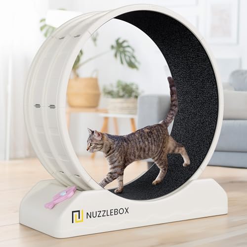 NUZZLEBOX Katzen-Laufrad für den Innenbereich, modernes PP-Kunststoff, Katzenlaufrad mit Katzenunterhaltung, Sicherheitsverriegelung, geräuschloser Betrieb, Katzenlaufband für Fitness, Katzenturnhalle von NUZZLEBOX