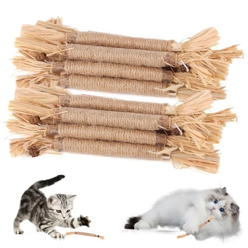 NVIYAM 6 Stück Katzenminze Sticks, Catnip Sticks zur Zahnreinigung, Kausticks für Katzen, Kauhölzer Zahnpflege Katzen, Dental Kau-Sticks für ​Katze zu Spielen, Beißen, Kauen, Katzenminze Spielzeug von NVIYAM