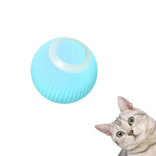 NXPUXP Katzenspielzeug Elektrisch Katzenball,Katzenball mit LED-Licht,360 Grad Rollender Ball,Interaktives Katzenspielzeug,Wiederaufladbares Interaktives Ball (Blau) von NXPUXP