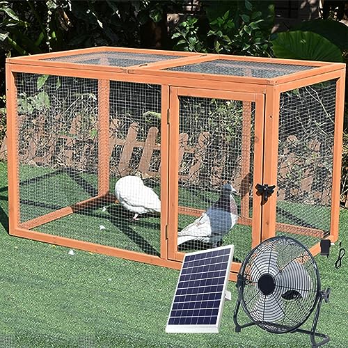 Großer Hühnerstall mit Solarventilator, Geflügelkäfig mit Stehstange, Doppeltüren für einfaches Füttern, geeignet für Garten, Hinterhof (190 x 160 x 170 cm) von NYASAA