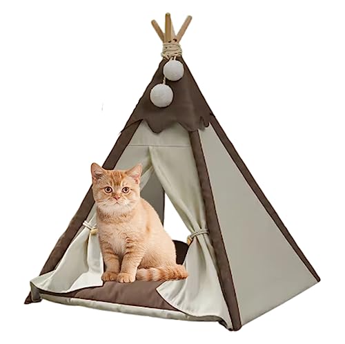 Haustier-Tipi-Zelt, Sport-Sonnenschein-Strandzelt, bequem, tragbar, waschbar, weiches Bett, Sporthüttenzelt für Welpen, Hunde, Katzen, Kaninchen (48 x 48 x 62 cm) von NYASAA