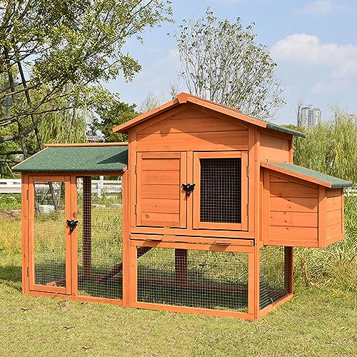 Hühnerstall Outdoor Holz Hühnerstall mit Nistkasten Geflügel, Multi Tür Design Individuelle Eierboxen, Ideal für Kaninchen, Meerschweinchen (Rot) von NYASAA