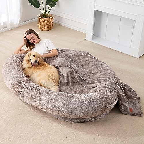 Hundebett für Erwachsene und Haustiere, waschbar, mit abnehmbarem waschbarem Bezug und rutschfester Unterseite, großes Taschen-Design für Zuhause (180 x 132 x 30 cm) von NYASAA