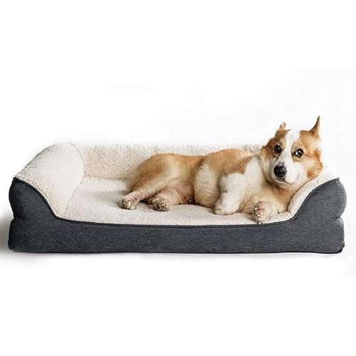 NYASAA Orthopädisches Hundebett, Haustiersofa, abnehmbar und waschbar, für alle Jahreszeiten, rutschfeste und bequeme Unterseite, geeignet für den Innenbereich (grau, 106 x 81 x 18 cm) von NYASAA