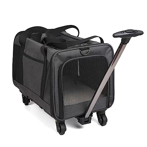 Tragbare Trolley Haustier Tasche zum Ausgehen, 1-Schulter Crossbody Handtasche, atmungsaktiv und faltbar, geeignet für Kätzchen und Welpen (schwarz) von NYASAA