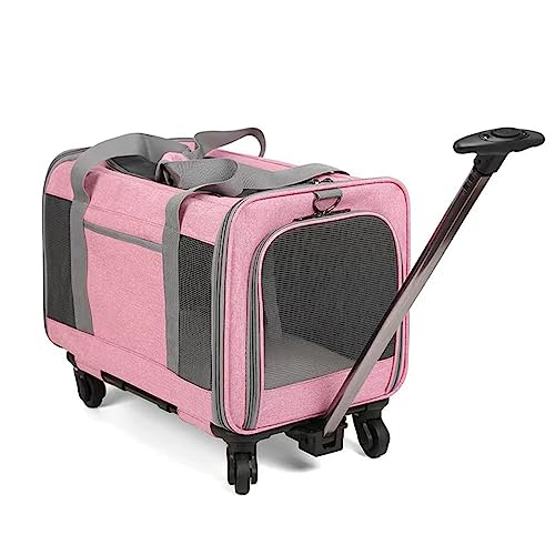 Tragbare Trolley Haustiertasche zum Ausgehen, 1-Schulter Crossbody Handtasche, atmungsaktiv und faltbar, geeignet für Kätzchen und Welpen (Rosa) von NYASAA