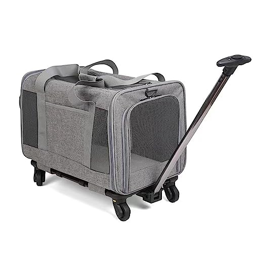 Tragbare Trolley Haustiertasche zum Ausgehen, 1-Schulter Crossbody Handtasche, atmungsaktiv und faltbar, geeignet für Kätzchen und Welpen (grau) von NYASAA