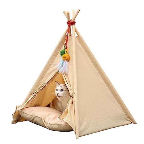 Tragbarer Haustierzaun, faltbares Sportspiel-Zelt Hundekäfig, weiches Bett, abnehmbar, Innen- und Außenbereich, Reisen, Camping, kleine Tiere (beige) von NYASAA