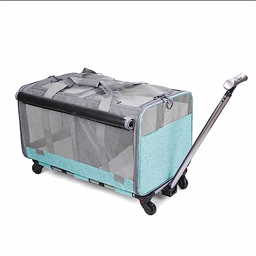 Tragbarer atmungsaktiver Trolley-Koffer zum Ausgehen, abnehmbarer Trolley, weicher faltbarer Haustiertragerucksack, geeignet für Kätzchen und Welpen (blau) von NYASAA