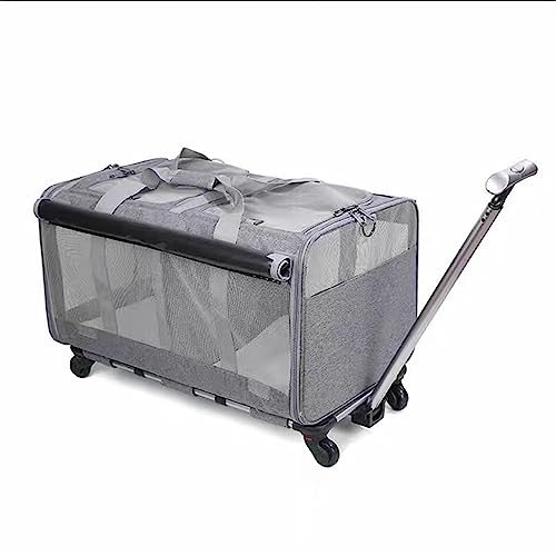 Tragbarer atmungsaktiver Trolley-Koffer zum Ausgehen, abnehmbarer Trolley, weicher faltbarer Haustiertragerucksack, geeignet für Kätzchen und Welpen (grau) von NYASAA