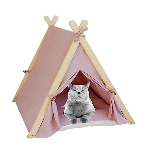 Tragbares Haustierzelt, Tipi-Zelt mit Matte, atmungsaktiv, Verdunkelung, waschbar, Sporthüttenzelt für Welpen, Hund, Katze, Kaninchen (Rosa) von NYASAA