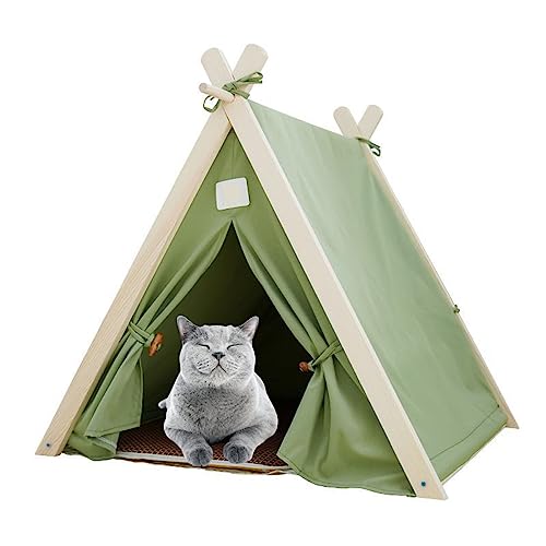 Tragbares Haustierzelt, Tipi-Zelt mit Matte, atmungsaktiv, Verdunkelung, waschbar, Sporthüttenzelt für Welpen, Hund, Katze, Kaninchen (grün) von NYASAA