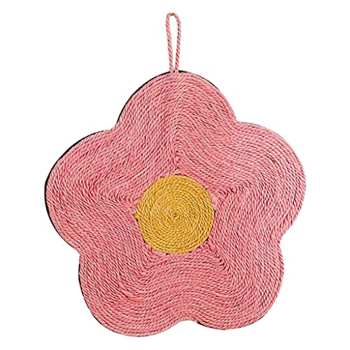 Hängendes, an der Wand montiertes Sisal-Kratzbrett for Katzen, Kratzunterlage mit Saugnapf for Krallenschleifen, Kratzbrett, interaktives Spielzeug, rote Blume, 40 x 40 cm von NYCBZ