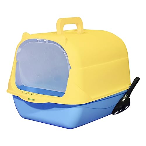 Komplett geschlossene Katzentoilette for Katzen mit Kapuze, Katzentoilette, Kätzchentöpfchen, Rosa(Handheld Blue Yellow) von NYCBZ