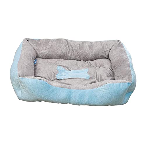 NYCBZ Bett for kleine bis mittelgroße Hunde und Katzen – Plüsch-Schlafmatte mit Rutschfester Unterseite, blau, 70 x 54 cm von NYCBZ