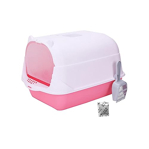 Vollständig geschlossene Katzentoilette mit Kapuze und Vordertür, leicht zu tragen und zu reinigen, Katzentoilette, Haustier for Hauskatzen, Pink(Pink) von NYCBZ