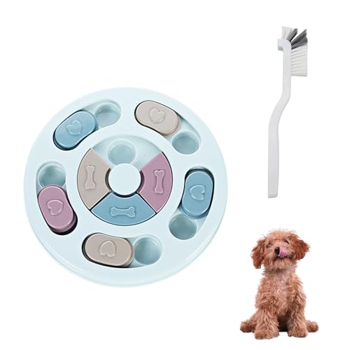 1 Pet Slow Feeding Bowl, 1 Ellbogenbürste, Pet Food Box, Dog Educational Toy, Pet Educational Slow Feeding Plate, Geeignet Für Hunde Und Katzen (Blau) von NYGGTYK