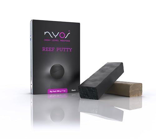 NYOS® Reef Putty® Black - Flexibler Zweikomponenten-Korallenkleber, Schwarz, 200g, Einsetzbar Über- und Unterwasser von NYOS