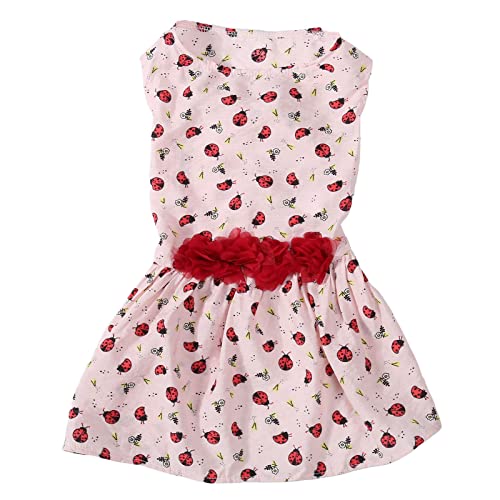 Bequeme atmungsaktive niedliche und grasmuster hundekleid rosa Sommer frühling Haustierpelpe Mädchen Kleid (M) von NYSUZHOUJI