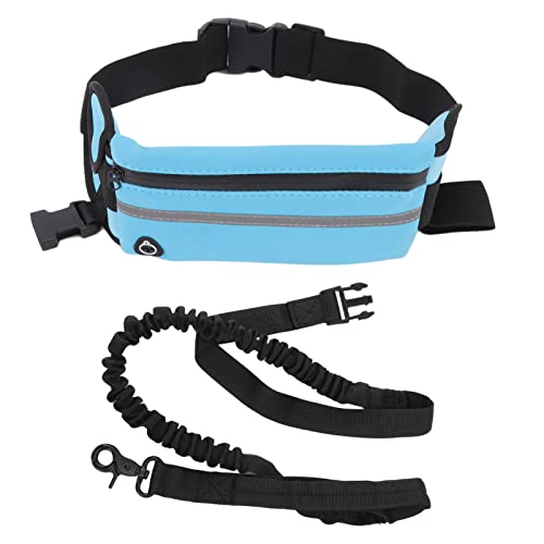 Hands Dog Leash Fanny Pack Waist Dog Leash Nylon Bungee Leash Pack for Night Running Walking (Light Blue) von NYSUZHOUJI