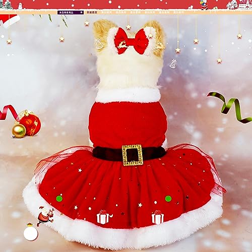 Haustier-Weihnachtskostüm, lustiger süßer Weihnachtsmann, Hund, Katze, Weihnachtskleidung mit Schleife, Kopfschmuck für Weihnachten, Mottoparty, Cosplay (XL) von NYSUZHOUJI