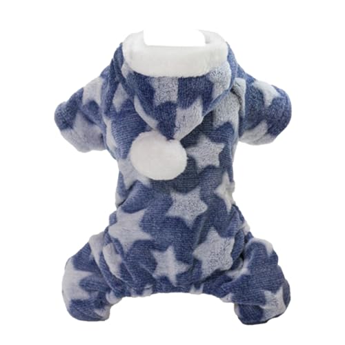 Hund Fleece Kleidung Stern Muster 4 Beine Korallen Fleece Welpen Hoodie Warm Bequeme Winter Kleine Rassen (L) von NYSUZHOUJI