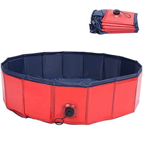 NYSUZHOUJI Tragbare Haustier badewanne Faltbares Dusch Becken Badezimmer Waschmaschine Badewanne Hunde Katzen Universal PVC Composite Tuch Rot (L) von NYSUZHOUJI