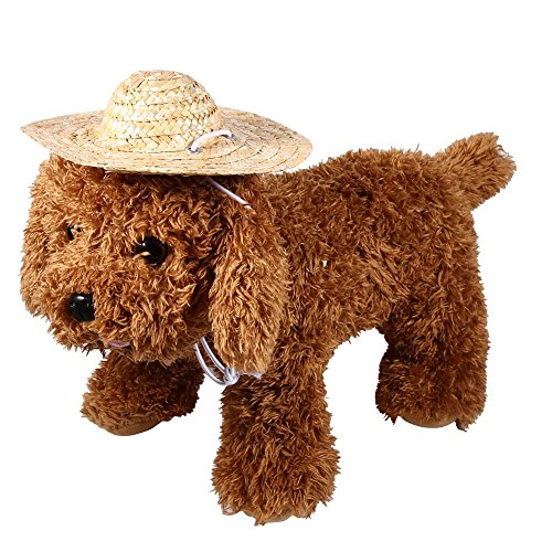 Small Cute Pet Hats Handcrafted Woven Straw Pet Puppy Hat Stylish Costume Hats for Little Dog Hats (Large) von NYSUZHOUJI