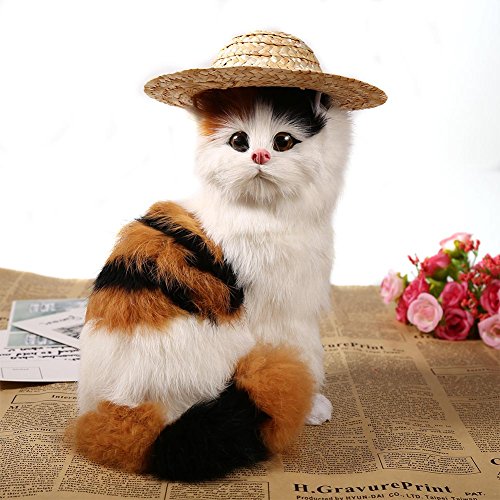 Small Cute Pet Hats Handcrafted Woven Straw Pet Puppy Hat Stylish Costume Hats for Little Dog Hats (Small) von NYSUZHOUJI