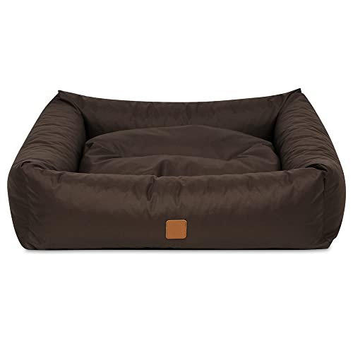 NYVI Hundebett NYVIPet Maurice 80x71 cm Braun - Herausnehmbares, Viskoelastisches Kissen - Hundekissen Hundesofa Für Mittlere & Große Hunde - Höchster Liegekomfort, Oeko-TEX von NYVI