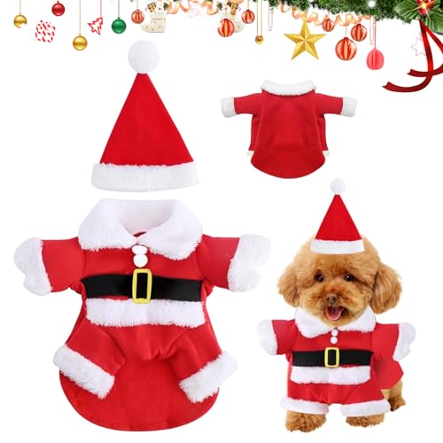 Hundekostüme Weihnachten, Kleidung für Haustiere Weihnachtsmann, Haustier Weihnachtskostüm, Katze Hund Weihnachtskostüm Kapuzenmantel, Neujahr Party Geschenk für Kleine Hunde Katze (L) von NYZQIW