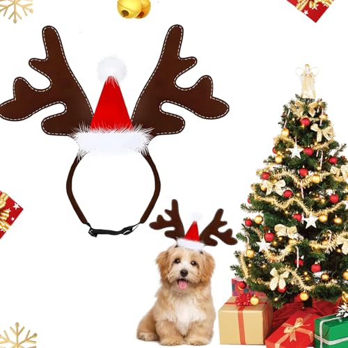 NYZQIW Weihnachten Haustier Stirnband,Haustier Stirnband Weihnachten Rentier,Katze Hund Weihnachten Stirnband,Weihnachten Rentier Geweih,Rentier Haarreif Für Haustiere,Elch Kopfbedeckung von NYZQIW