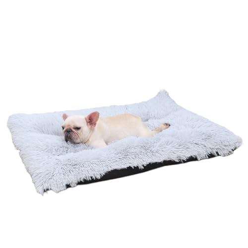 NZDFH Hundebett Katzenbett Flauschig, Hundebetten 70x50cm, Weiche Langer Plüsch, Hundematte Waschbar, rutschfeste Unterseite, Haustierbett für Kleine, Mittelgroße Hunde, Katzen, Grau von NZDFH