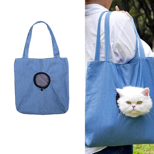 NZDFH Tote bag, Hunderucksack Katzenrucksack 37x37cm, Stoffbeutel Bemalen Canvas-Tasche zur Schulteraufbewahrung, Süße und Modische Tasche für Ausflüge mit Freiliegendem, Schultertasche, Blau von NZDFH