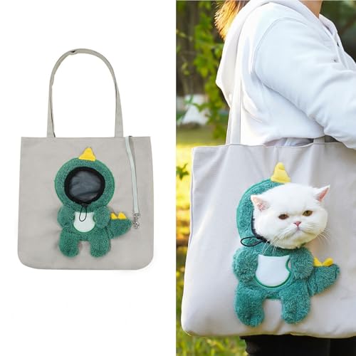 NZDFH Tote bag, Hunderucksack Katzenrucksack 37x37cm, Stoffbeutel Bemalen Canvas-Tasche zur Schulteraufbewahrung, Süße und Modische Tasche für Ausflüge mit Freiliegendem, Schultertasche, Grün von NZDFH