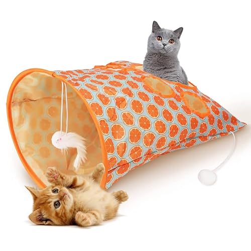 Cat Tunnel Bag,Lovely Foldable Cat Tunnel Toy,Cat Tunnel Cat Toy, Cat Play Tunnel with Plush Ball, Interactive Cat Drill Bag Toy,Cat Self Interactive Toys with Plush Ball von NaHibu