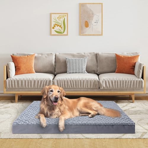 Rose Samt Hundebett Orthopädisches Memory Foam Hundebett für Kleine, Mittlere und Große Hunde, Wasserdicht, Waschbar und Langlebig (S, Grau) von Nadalyn