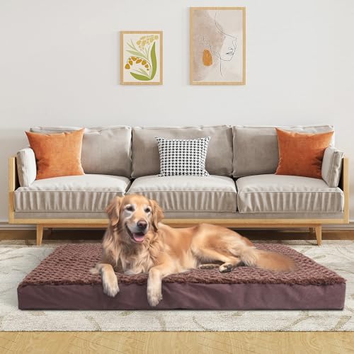 Rose Velvet Dog Bed, Orthopädisches Hundebett aus Memory-Schaum für kleine, mittelgroße und große Hunde, wasserdicht, waschbar und langlebig (klein, kaffeefarben) von Nadalyn