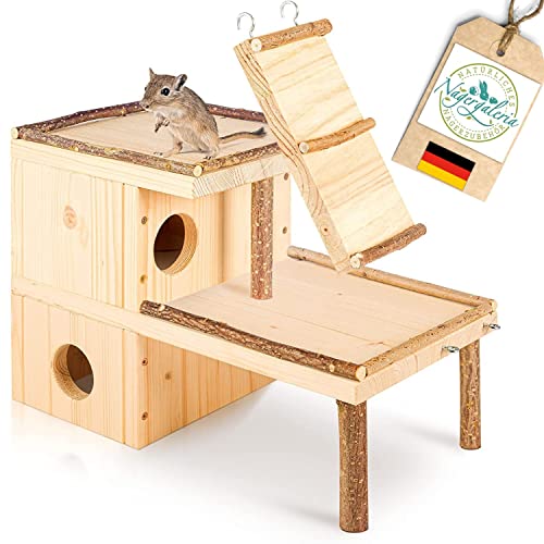 Nagergaleria® Hamster Haus aus Holz Nagerhaus Hamsterversteck Hamstervilla Hamster Zubehör Rennmaus von Nagergaleria