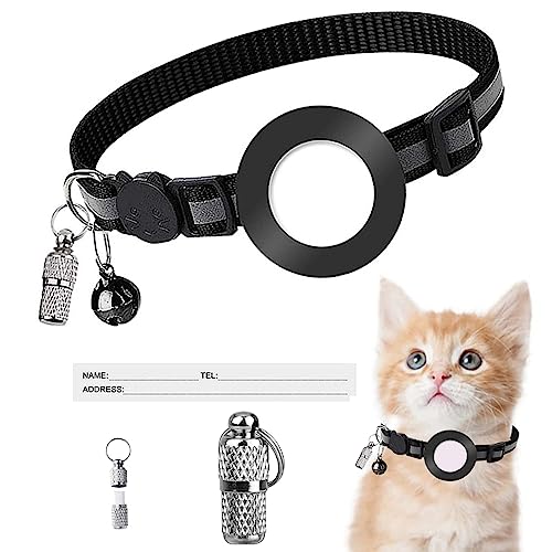 Outlet Reflektierendes Katzenhalsband Airtag Katzenhalsband mit Wasserdichter AirTag Halter und Glocke, Integriertes Halsband Katzen airtag für Kätzchen Welpen Verstellbare Länge 20-33cm von Nakutita