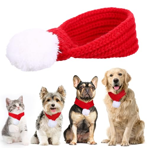 Naler Hunde Weihnachten Schal Weihnachtskostüm Hundekleidung Haustier Weihnachtsschal Weihnachts-Schal Rot Hundekostüm Klein S von Naler