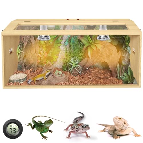 81,3 cm Reptilien-Tank, 32 Gallonen großes Terrarium, Eidechsen-Tank mit Dachtür und Schloss-Design, Reptilien-Terrarium mit Temperatur-Hygrometer von Nalwort