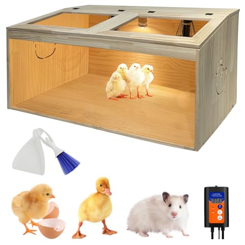 Großer Hühnerbrutkasten 80.0 cm, Front Opening Chick Broder, Holz Brutkasten mit 3 Wärmelampen, Temp Controller, Reinigungswerkzeuge, Brutkasten Kit für Enten, Wachteln, Hamster, Muster E von Nalwort