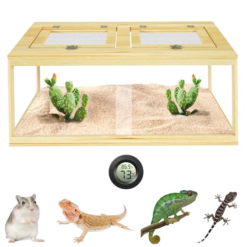 Reptilien-Tank 34 Gallonen, 81,3 cm großes Terrarium, Schlangenbecken aus Holz mit Schiebetür und Schloss-Design, Metallgitter-Dachtank von Nalwort